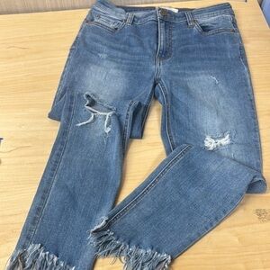 Free‎ People FP Distressed frayed Blue Jeans size 28
